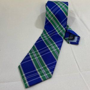 Green and Blue Plaid Neck Tie